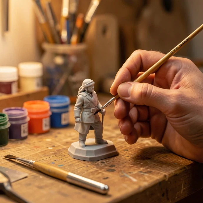 Handbemalung einer 3D-gedruckten Figur